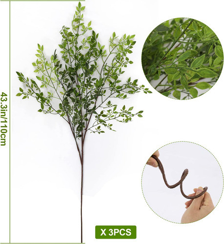 Dioty 3 Hojas Plantas Artificiales 43.3 Pulgadas Nandina 1