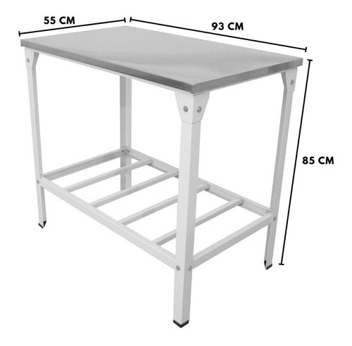Mesa De Serviço Inox Linha Leve 93x55 Prateleira Grade Innal 1
