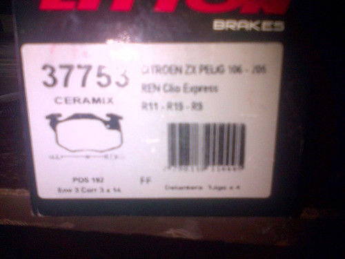 Pastilla De Freno Citroen Pg 106/205 R Clio/express/9/11/19 1