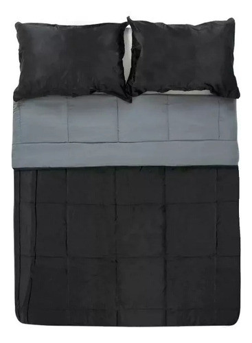 Cubrecama King 280x260cm Negro Gris Con Fundas De Almohada 0