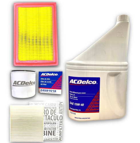 Kit Service 4l Aceite + 3 Filtros Onix Spin Cobalt Prisma 0