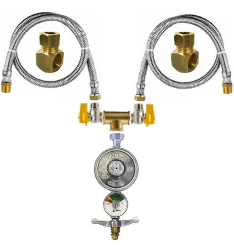 Kit Duplo Mangueiras 1,50mt Prata Gás Glp Cooktop Forno 0