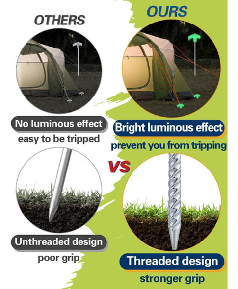 Estacas Para Tienda De Campaña, 10 Piezas Galvanizadas Flu. 1