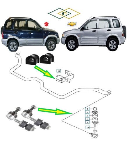 Kit Barra Estabilizadora Tracker Grand Vitara Bucha Bieleta 1