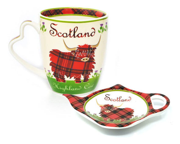 Taza Y Soporte T Set Tartan Escocia 0