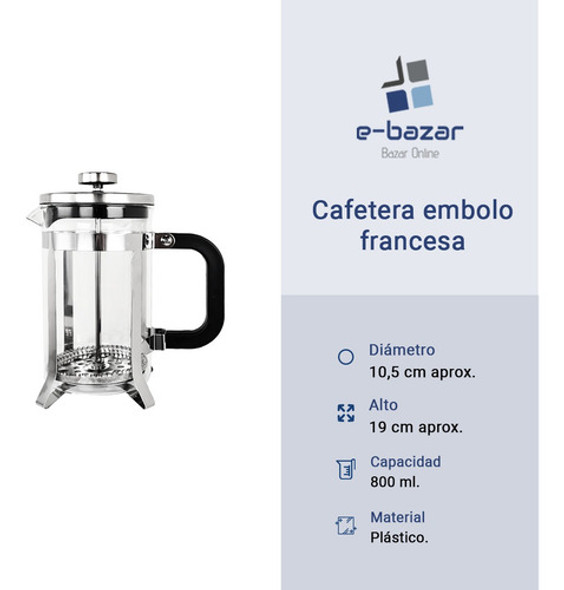 Cafetera Francesa Tetera A Embolo Prensa Vidrio Acero 800ml 1