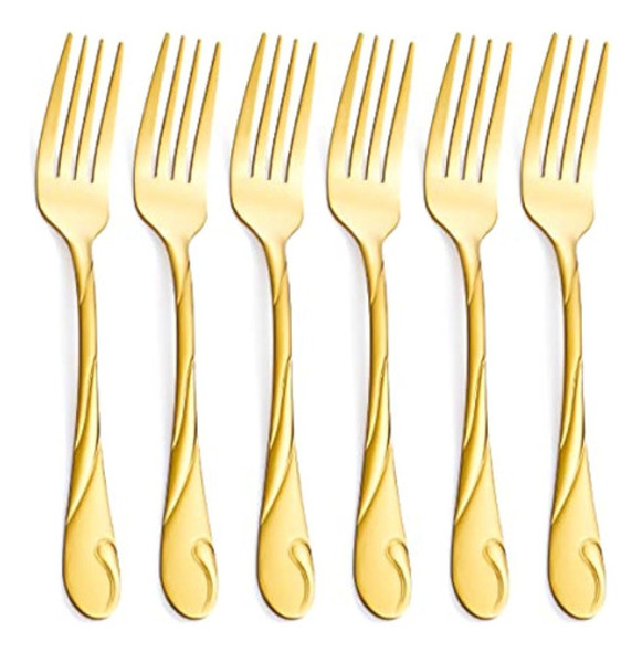 Juego De 6 Tenedores De Ensalada Dorados, 6.9 0