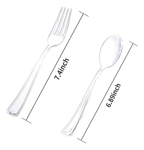 200 Piezas Tenedores Y Cucharas De Plástico Transparen... 1