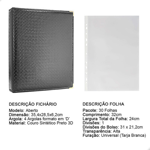 Álbum Fichário 30 Folhas Pp P/ Cédulas 1 Espaço 32x24 3d Gf 1