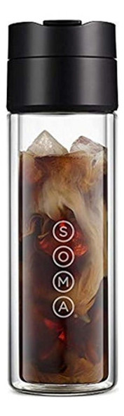 Botella De Café Y Té De Vidrio De Doble Pared Soma, Negro, 1 0