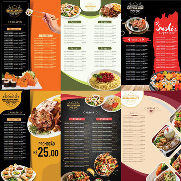 Pacote 50 Artes Cardápios E Menus Editáveis Canva + Brindes 1