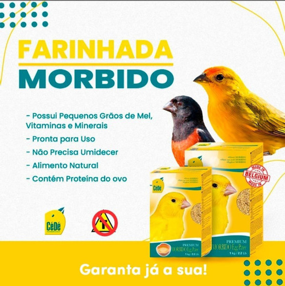 Kit 2 Cédé Farinhada Morbido Importada Com Mel Pássaros 1kg 1
