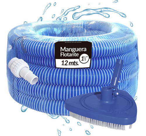 Limpieza Vulcano Pileta: Limpia Fondo + Manguera 12m. + Kit 0