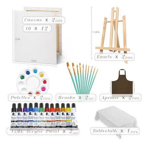 Kit De Pintura En Pareja 2pack, 25x30cm, Incluye Caballete 1