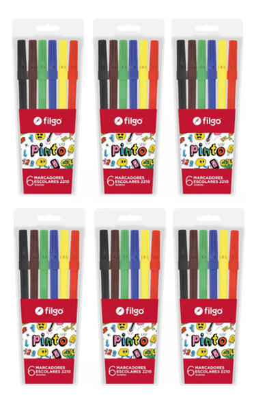 Marcador Marcadores Filgo Largo Al Agua X6 Colores Pack X6 0