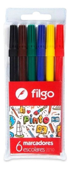 Marcador Marcadores Filgo Largo Al Agua X6 Colores Pack X6 1