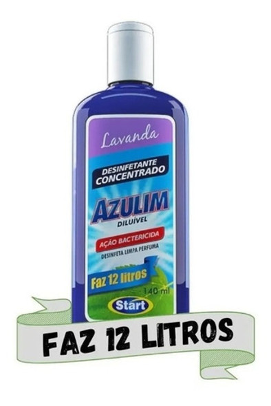 Desinfetante Concentrado Lavanda Azulim 140ml Faz 12 Litros 0