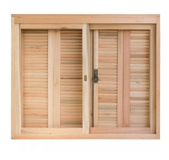 Janela De Madeira Veneziana 100x100cm Com Caixilho 14cm  Ewk 0