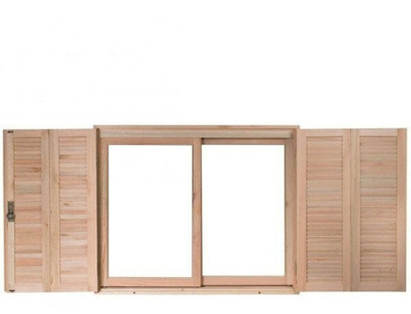 Janela De Madeira Veneziana 100x100cm Com Caixilho 14cm  Ewk 1