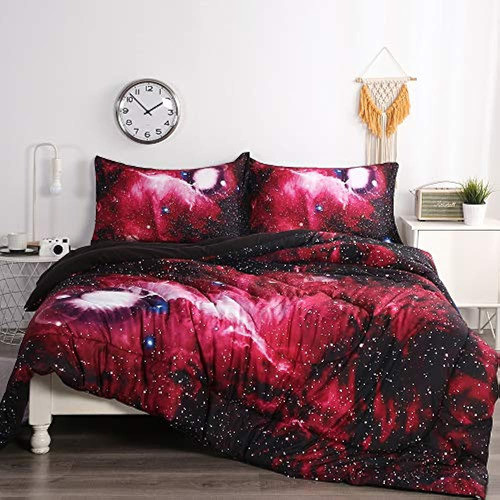 Litanika 3d Galaxy Comforter Twin (66x90lnch), 2 Piezas (1 G 0