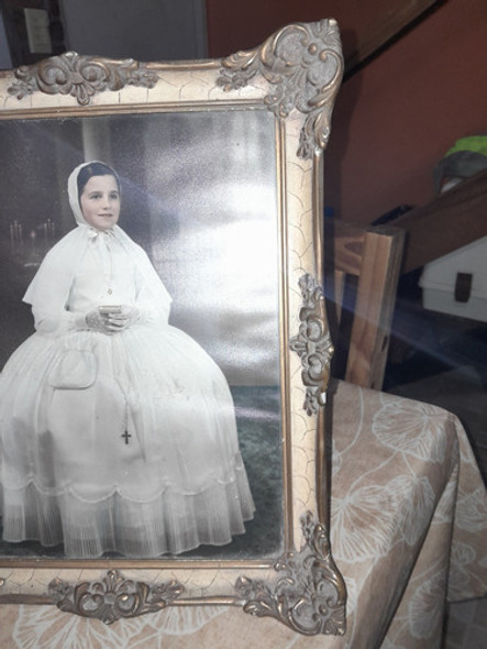 Antiguo Cuadro Con Marco Vestido Comunión!!! 1
