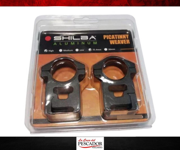 Montaje Anillas Shilba Aluminio Picatinny Tubo De 1'' Alta 1