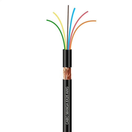 Cabo Manga 6x26 Awg - Com Blindagem Preto - 50 Mt 0