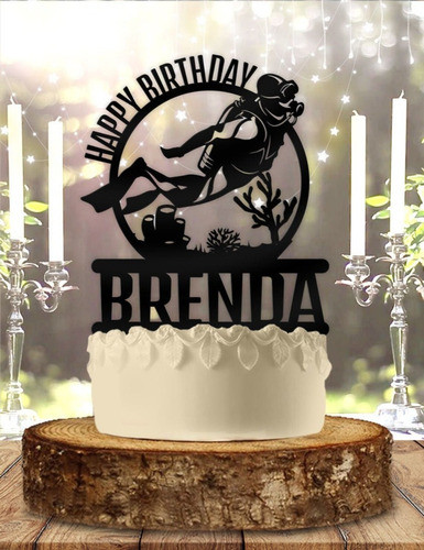 Cake Topper Adorno Torta - Buceo Buceador Personalizado 1