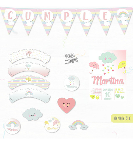 Kit Imprimible Nubecita Personalizado Cumpleaños 1