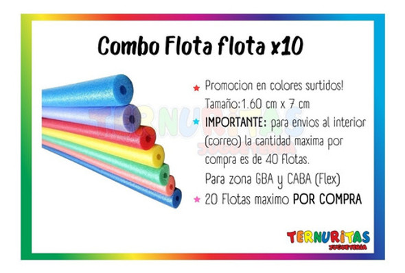 Flota Flota X10 Flotador Pileta Verano Agua Color Playa Full 1