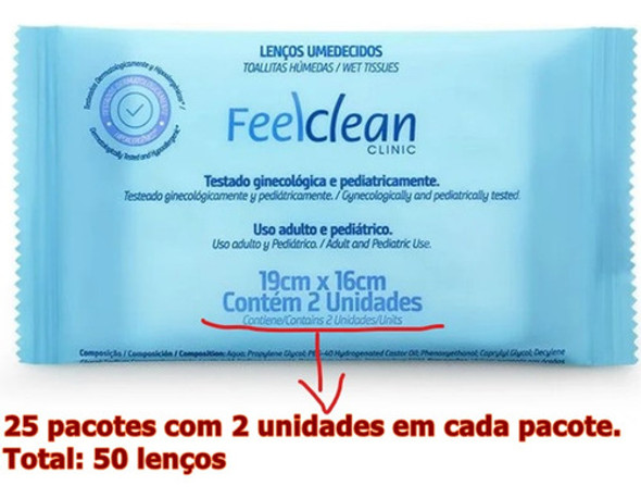 Lenços Umedecido Limpeza Íntima Clinic 50 Unid. - Feelclean 1
