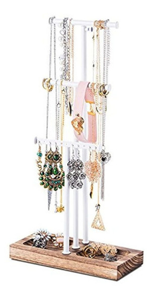 Lovekankei Arbol De Soporte Para Joyas Metal Blanco Y Mader 0