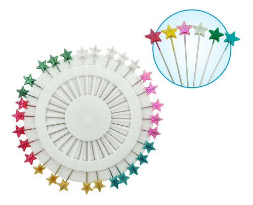 180 Alfinetes Cabeça Estrela Colorido 55m Costura Patchwork 1