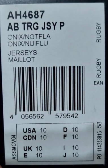 All Blacks Rugby Training Jersey – Size XXL – Used – 76 cm Length