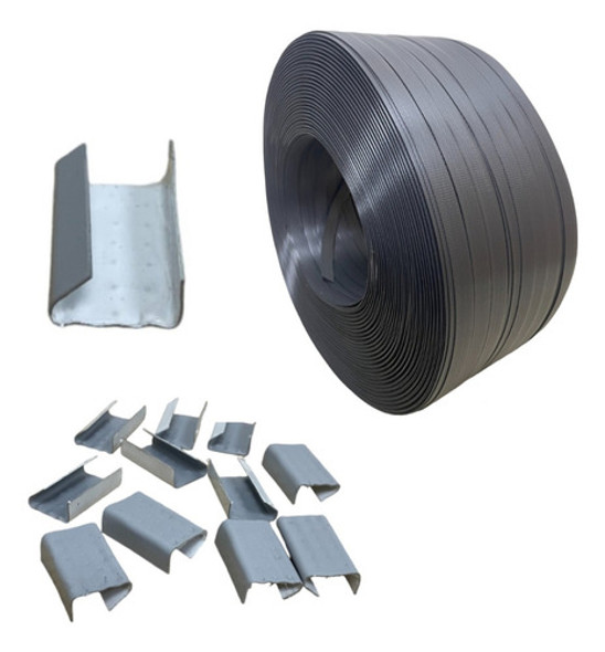 Kit 10kg Fleje Suncho Plastico Negro + 5kg Precinto Embalaje 0