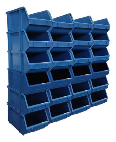 Kit 35 Caixa Box Gaveteiro Industrial Bin Azul N°7 16x22x30 0
