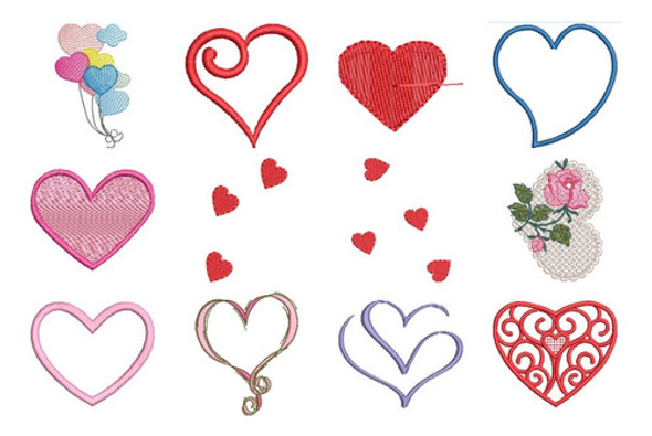 125 Matrices P/ Maq Bordadoras Corazones Bastidor 10x10 0