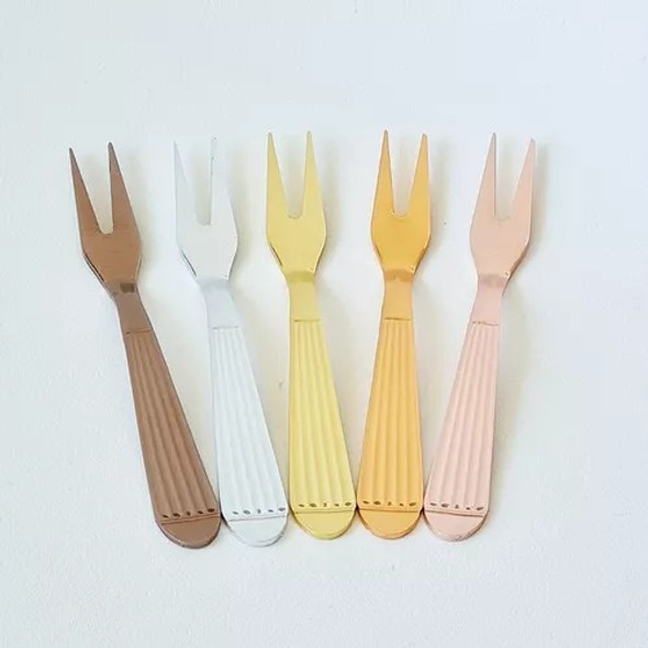 12 Mini Tenedor Picada Copetin Pincho Aluminio Anodizado 0