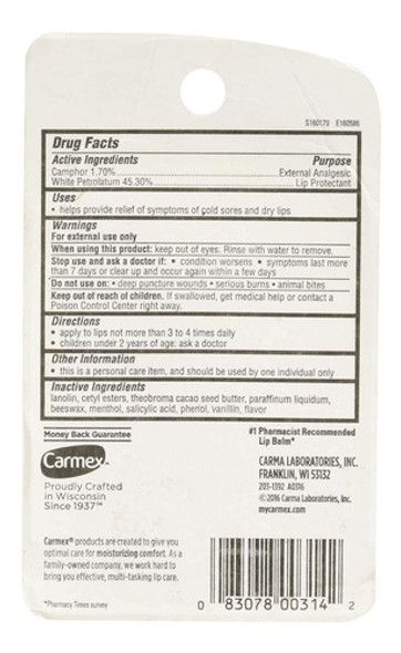 Carmex Classic Lip Balm C/ 3 Unidades Medicated 1