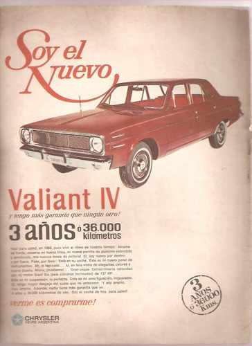 Antigua Publicidad Auto Valiant Iv  Articulo 5 0