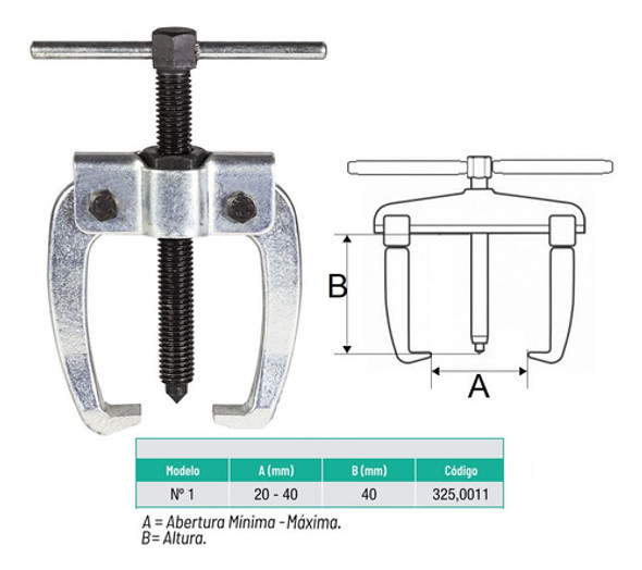 Saca Polia C/ 2 Garras N°1 (40x40mm) Mini  Noll 1