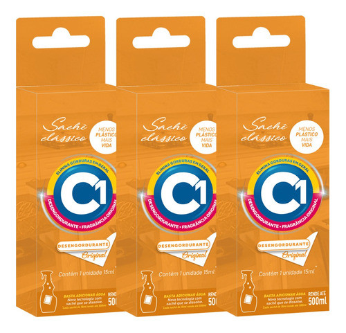 Kit Desengordurante Limpeza 3 Sachês Rende 1,5l Original 0