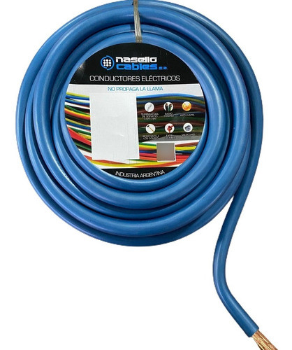 Cable Porta Electrodo Azul 1x16 Awg Nasello 10mt Ø Ext 8,3mm 0