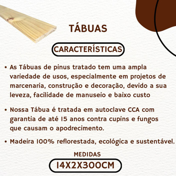 Tábuas De Pinus Tratado No Autoclave 15 Cm 1