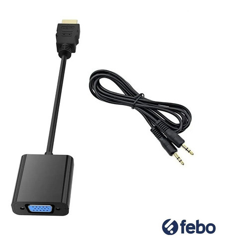 Cable Adaptador Activo Hdmi A Vga Con Salida De Audio Febo 1