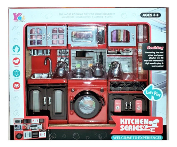 Set De Accesorios Casa Muñecas Cocina Alzada Lavarropas 0