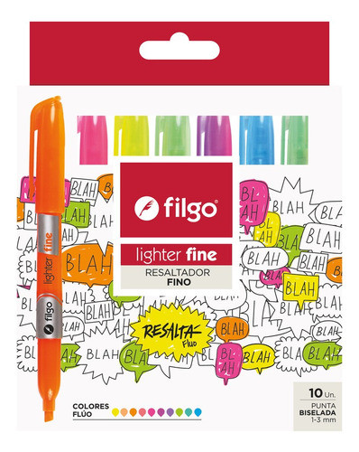 Resaltador Fino Lighter Fine Resaltá Flúo X10 Filgo 0