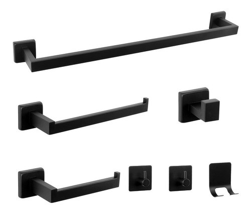 Set De 7 Accesorios Para Baño Negro Mate Nearmoon -95hbpj63 0