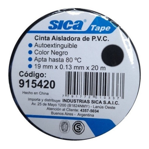 Cinta Aisladora Pvc 20mts  Sica 1