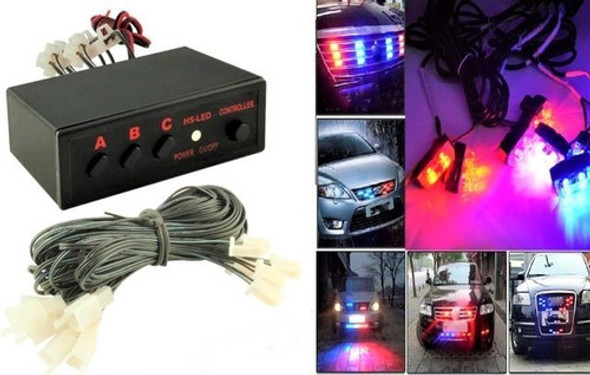 6 Luces De 3 Led Strobo Emerg. Azul Rojo Vehiculos Seguridad 0